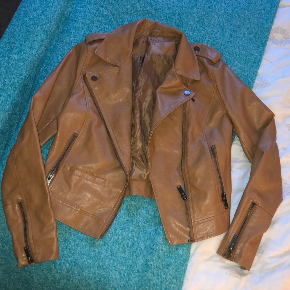 Tan leather jacket